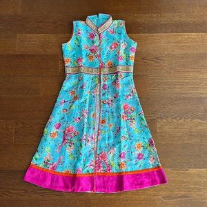 Girl’s Floral Print Churidar Jacket Pant Set